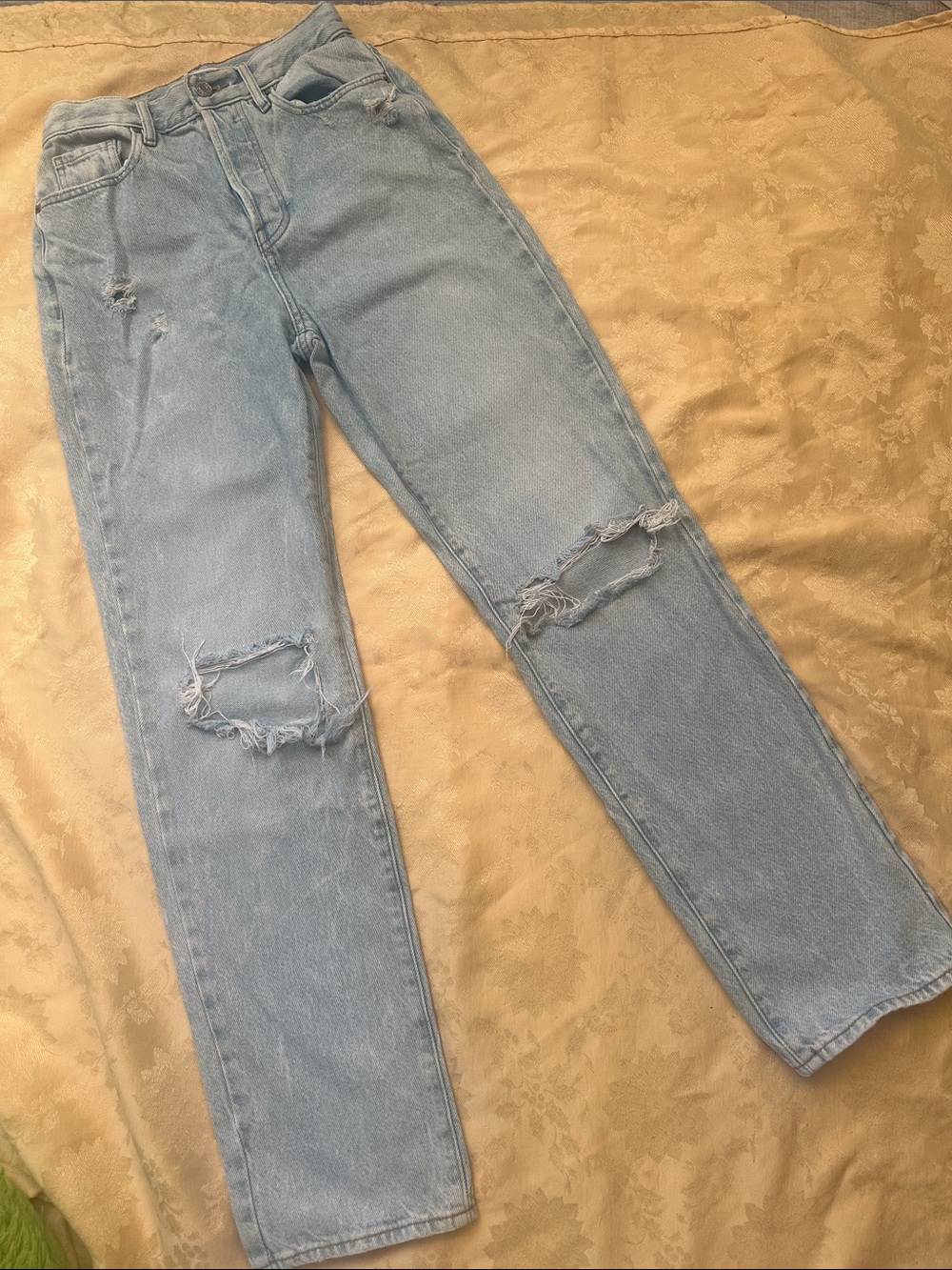 PacSun Light Blue Distressed Straight-Leg Jeans